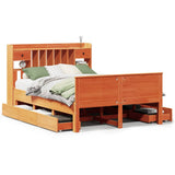 Bookcase Bed without Mattress Wax Brown 140x190 cm Solid Wood Pine 3308935