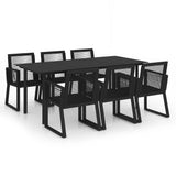 7 Piece Outdoor Dining Set PVC Rattan Black 3058287