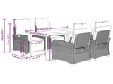 5 Piece Garden Dining Set with Cushions Grey Poly Rattan 3213046