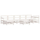 8 Piece Garden Lounge Set White Solid Wood Pine 3186292