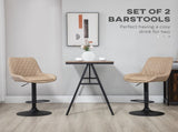 Retro Bar Stools Set of 2, Adjustable Kitchen Stool, Upholstered Bar Chairs with Back, Swivel Seat, T3398P328173