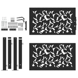 Garden Gate Black 100x100 cm Steel Leaf Design 4100959