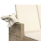 Double Sun Lounger with Canopy and Cushions Beige Poly Rattan 365810