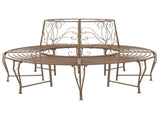 Tree Bench 8-Seater 160 x 89 cm Steel Antique Brown Round 42029525