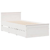 Bed Frame without Mattress with Headboard White 75x190 cm Small Single Solid Wood Pine 3308790