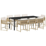 Garden Dining Set 9 pcs Beige Poly Rattan 3380760