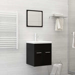 ZNTS 2 Piece Bathroom Furniture Set Black Engineered Wood 804774