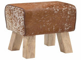 Bench 40 x 30 x 45 cm Real Leather Brown and White 42042100
