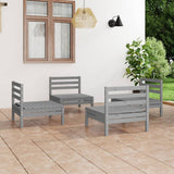4 Piece Garden Lounge Set Grey Solid Pinewood 3082404