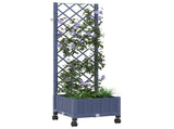 Garden Planter with Trellis&Wheels Blue Grey 40 x 40 x 131.5 cm 3422916