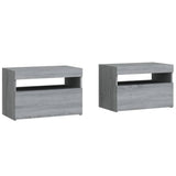 ZNTS Bedside Cabinets 2 pcs with LED Lights Grey Sonoma 60x35x40 cm 3152829