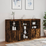 Sideboard with LED Lights Smoked Oak 181.5x37x100 cm 3209181