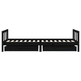 Kids Bed Frame with Drawers Black 90x200 cm Solid Wood Pine 834410