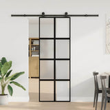 Sliding Door with Hardware Set 76x205 cm Tempered Glass&Aluminium 3333010
