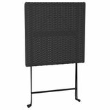 3 Piece Folding Bistro Set Black Poly Rattan 319989