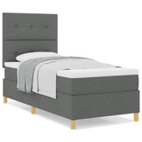 Box Spring Bed with Headboard Dark grey 100 x 200 cm Fabric 3339596