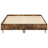 Bed Frame No Mattress Smoked Oak 140x190 cm Engineered Wood 861061