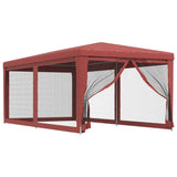 Party Tent with 6 Mesh Sidewalls Red 3x6 m HDPE 319240