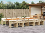 13 Piece Garden Dining Set with Cushions Beige Poly Rattan 3211132