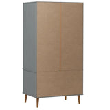 Wardrobe MOLDE Grey 90x55x175 cm Solid Wood Pine 350524