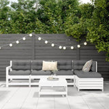 6 Piece Garden Sofa Set White Solid Wood Pine 3250961