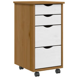 Rolling Cabinet with Drawers MOSS Honey Brown Solid Wood Pine 4015793