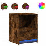 ZNTS Bedside Cabinets with LED Lights 2 pcs Smoked Oak Engineered Wood 852028