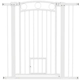 106cm Tall Dog Gate with Cat Door, 7cm and 14cm Extensions, for Stairs, Doorways, 76-104cm Width T3398P376289