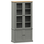 Glass Display Cabinet VIGO Grey 85x35x170 cm Solid Wood Pine 353195