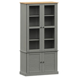 Glass Display Cabinet VIGO Grey 85x35x170 cm Solid Wood Pine 353195