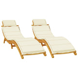Sun Lounger Set of 2 Cream Solid acacia wood Adult Size 3155475