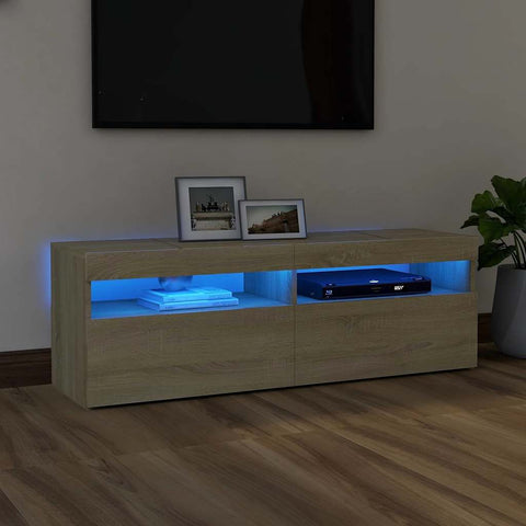 TV Cabinet with LED Lights Sonoma Oak 120x35x40 cm 804376