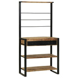Kitchen Rack Brown and Black 80 x 40 x 160 cm Solid Mango Wood 4015989