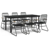 7 Piece Garden Dining Set Black PVC Rattan 3060277