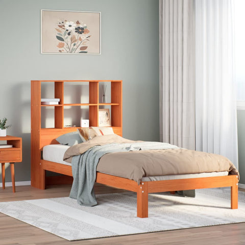 Bookcase Bed without Mattress Wax Brown 75x190 cm Small Single Solid Wood Pine 3322572