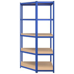 5-Layer Corner Shelf Blue Steel&Engineered Wood 152889