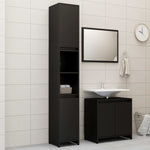 ZNTS 3 Piece Bathroom Furniture Set Black Engineered Wood 3056935