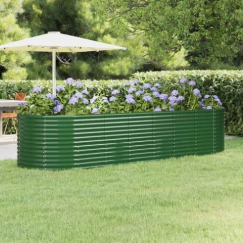 Garden Raised Bed Galvanised Steel 322x100x68 cm Green 319068