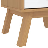 ZNTS Bedside Cabinet OLDEN White and Brown Solid Wood Pine 358587