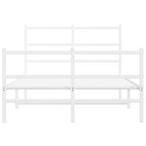 Metal Bed Frame without Mattress with Footboard White 120x200cm 355430