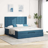 Ottoman Bed with Mattresses Dark Blue 160x200cm Velvet 3313485