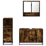 3 Piece Bathroom Furniture Set Smoked Oak Engineered Wood 3301042