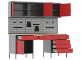 Work Cabinet with Drawer 8 pcs Red Engineered Wood and Steel 3321465