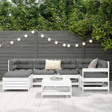 7 Piece Garden Sofa Set White Solid Wood Pine 3250949