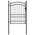 Fence Gate with Lock Grey 170 x 100 cm Powder-coated steel 42008975