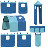 Bunk Bed without Mattress with Slide and Curtains Blue 90x190 cm Single 3284183