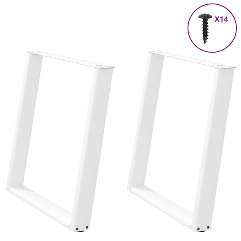 ZNTS vidXL Dining Table Legs U-Shaped 2 pcs White 80x cm Steel 4012797