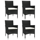 Garden Chairs with Cushions 4 pcs Black Poly Rattan 362527