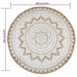 Area Rug Braided Jute Printed 180 cm Round 343587