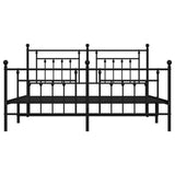 ZNTS Metal Bed Frame without Mattress with Footboard Black 183x213cm 353560